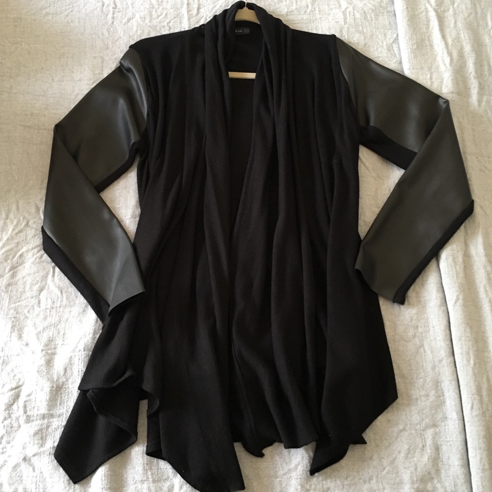 Zara Knit cardigan w/ Vegan Leather sleeves